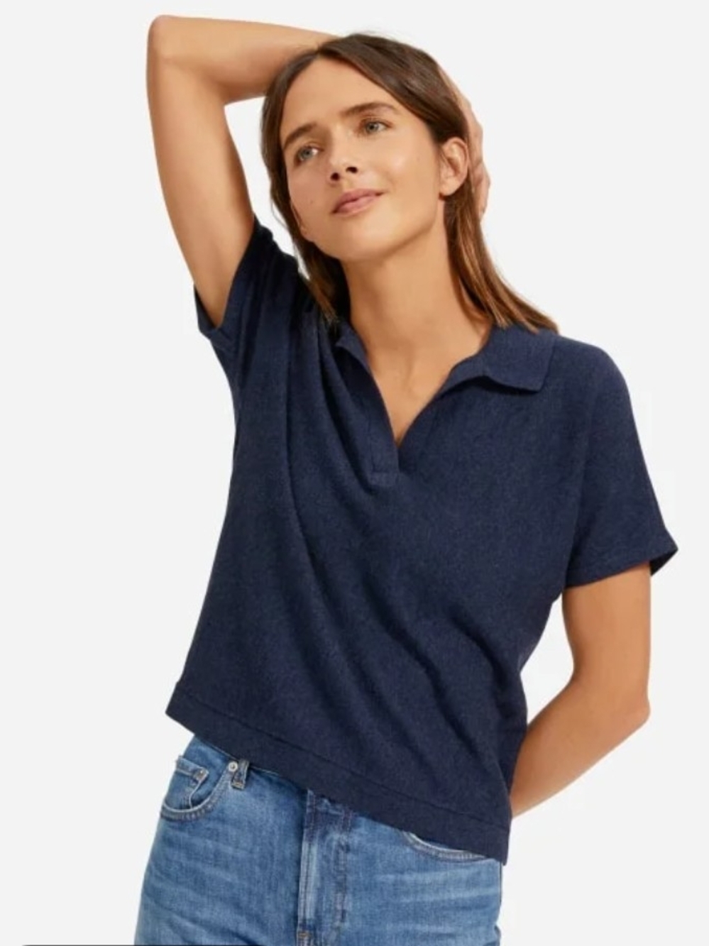 Everlane Cotton Merino Polo - Navy Indigo Johnny Collar